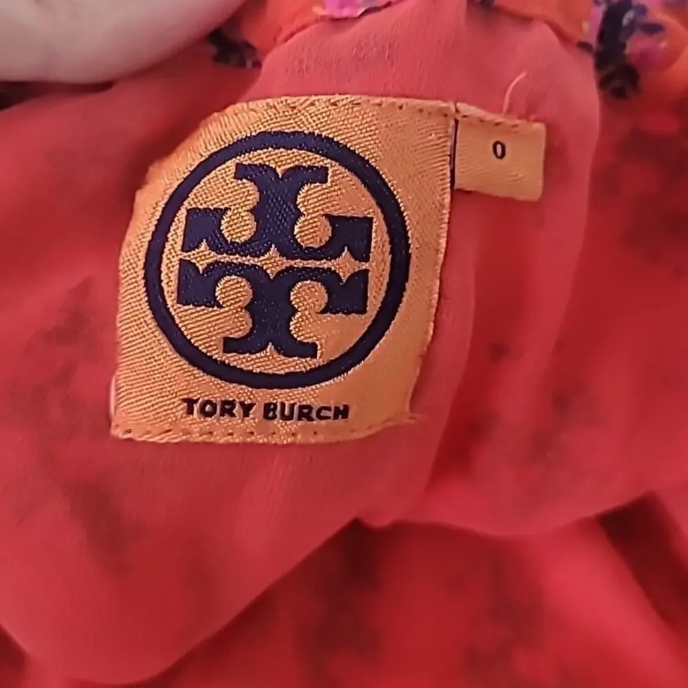 Tory Burch Womens Retro Poppy Print 100% Silk Halter Dress Red Size 0 Luxury